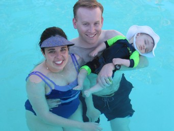 Danielle and family in the swimming pool